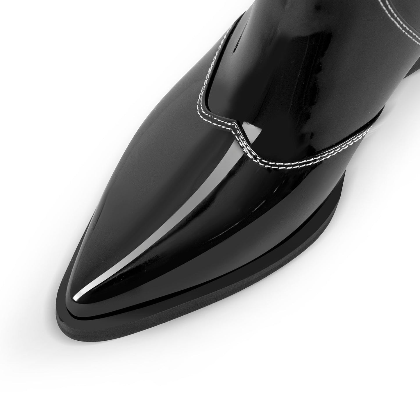 Pointed Toe Patent Pull On Cowboy Crossdressing Boots