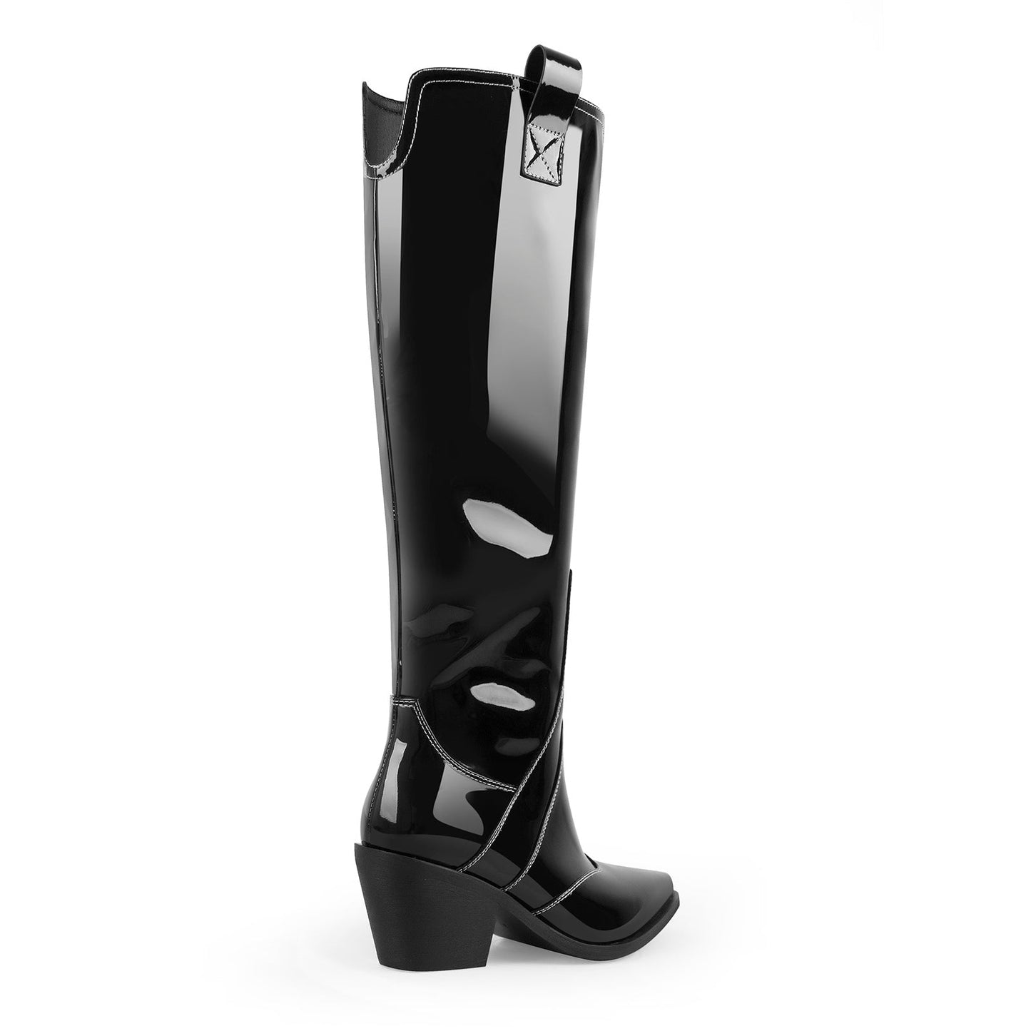 Pointed Toe Patent Pull On Cowboy Crossdressing Boots