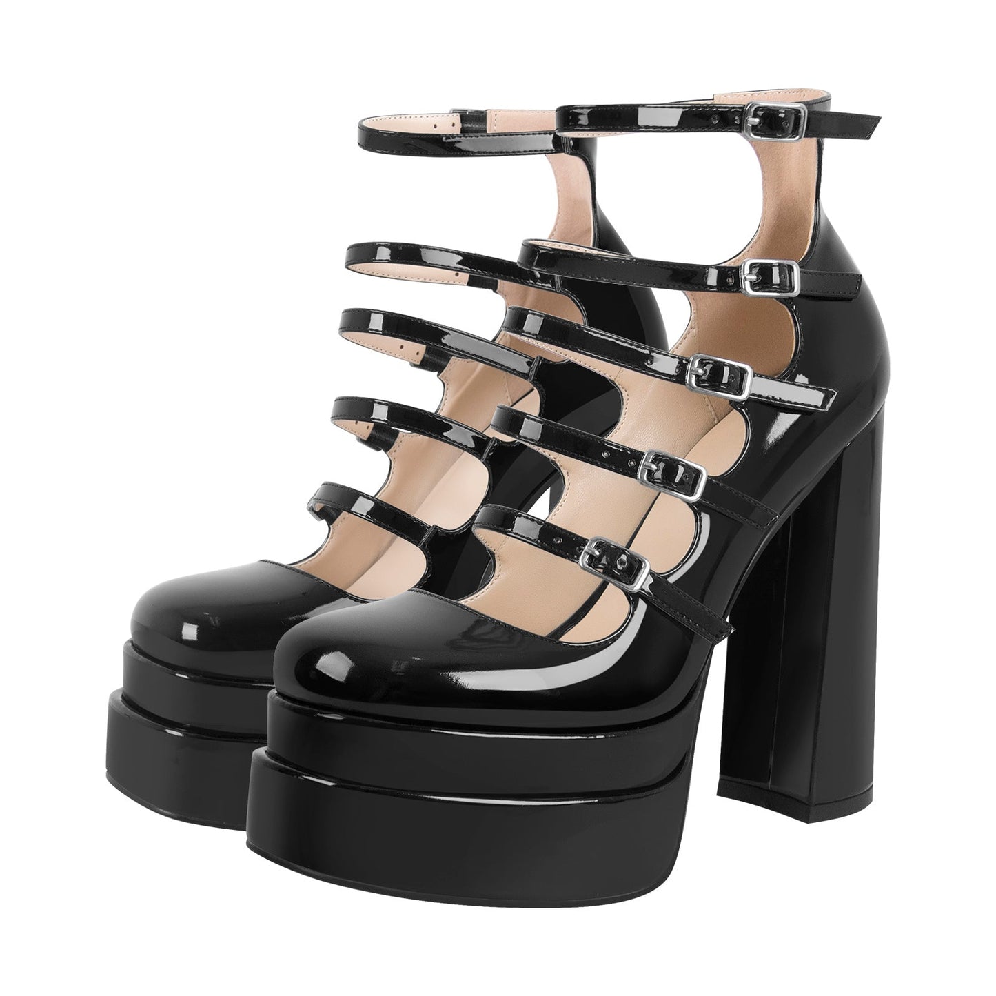 Double Platform Square Toe Chunky Crossdressing Heel Pumps