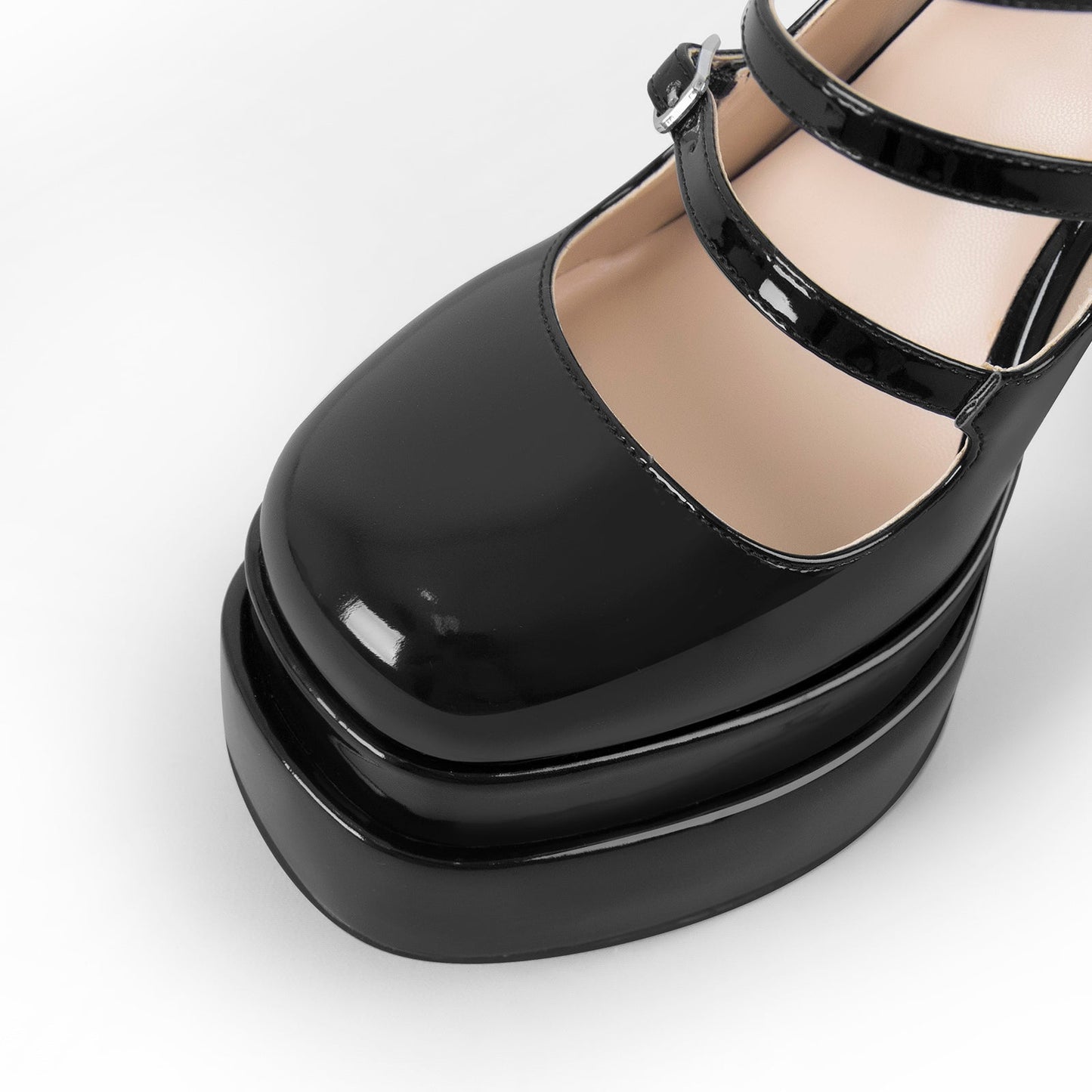 Double Platform Square Toe Chunky Crossdressing Heel Pumps