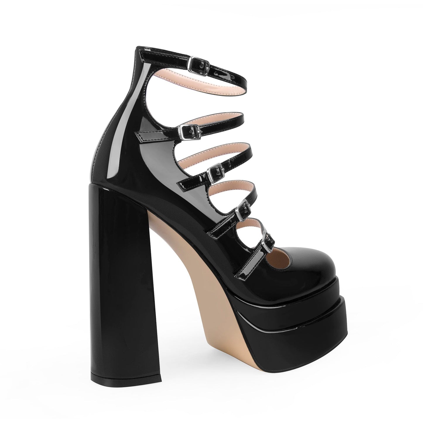 Double Platform Square Toe Chunky Crossdressing Heel Pumps