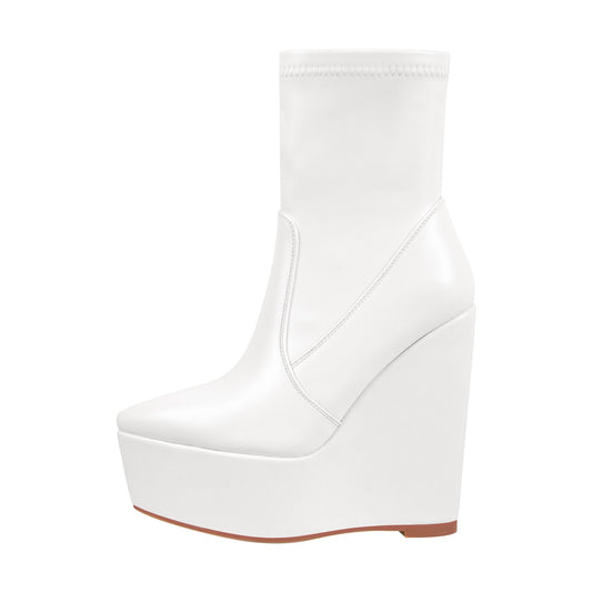 Wedge High Heel Platform Zip up Crossdressing Ankle Boots