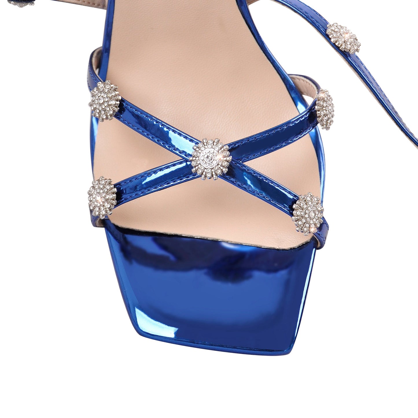 Ankle Strap Lace up Rhinestone Crossdressing Sandals