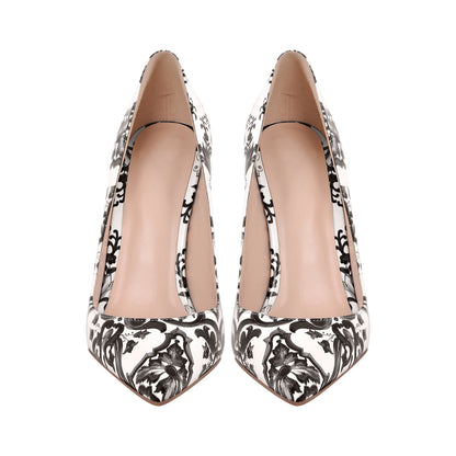 Blue and White Pattern Pointed Toe Crossdressing Pumps
