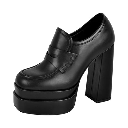 Double Platforms Chunky High Heel Loafers Crossdressing Pumps