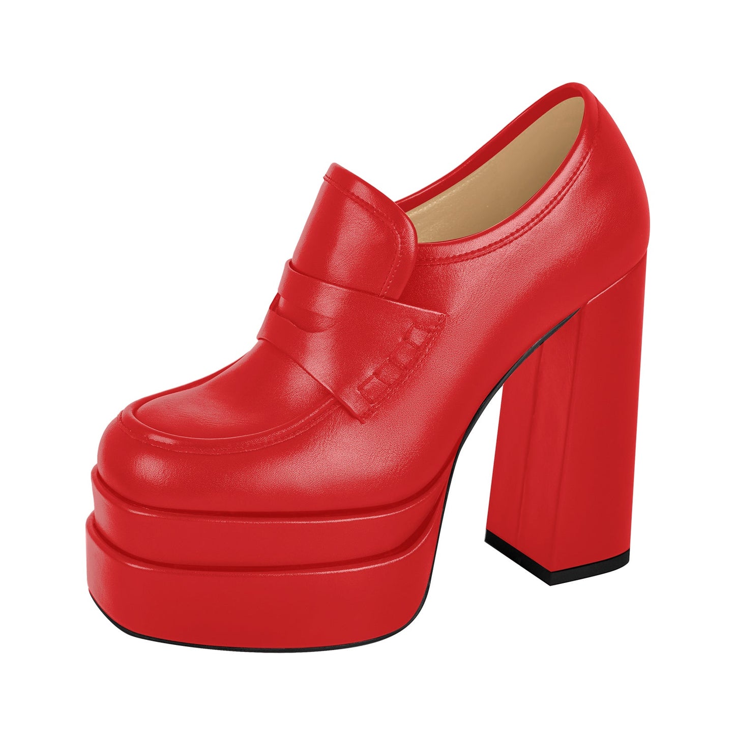 Double Platforms Chunky High Heel Loafers Crossdressing Pumps