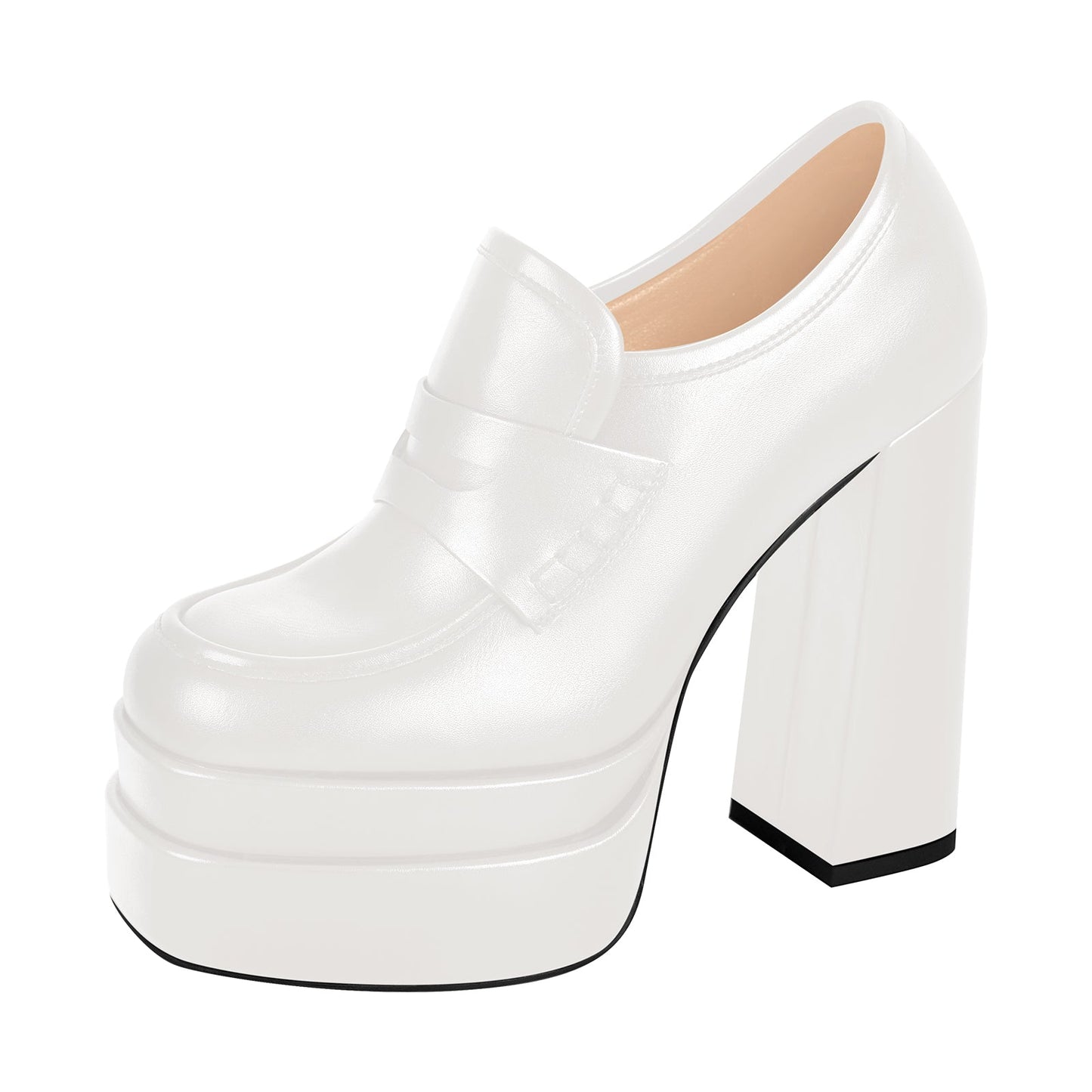 Double Platforms Chunky High Heel Loafers Crossdressing Pumps