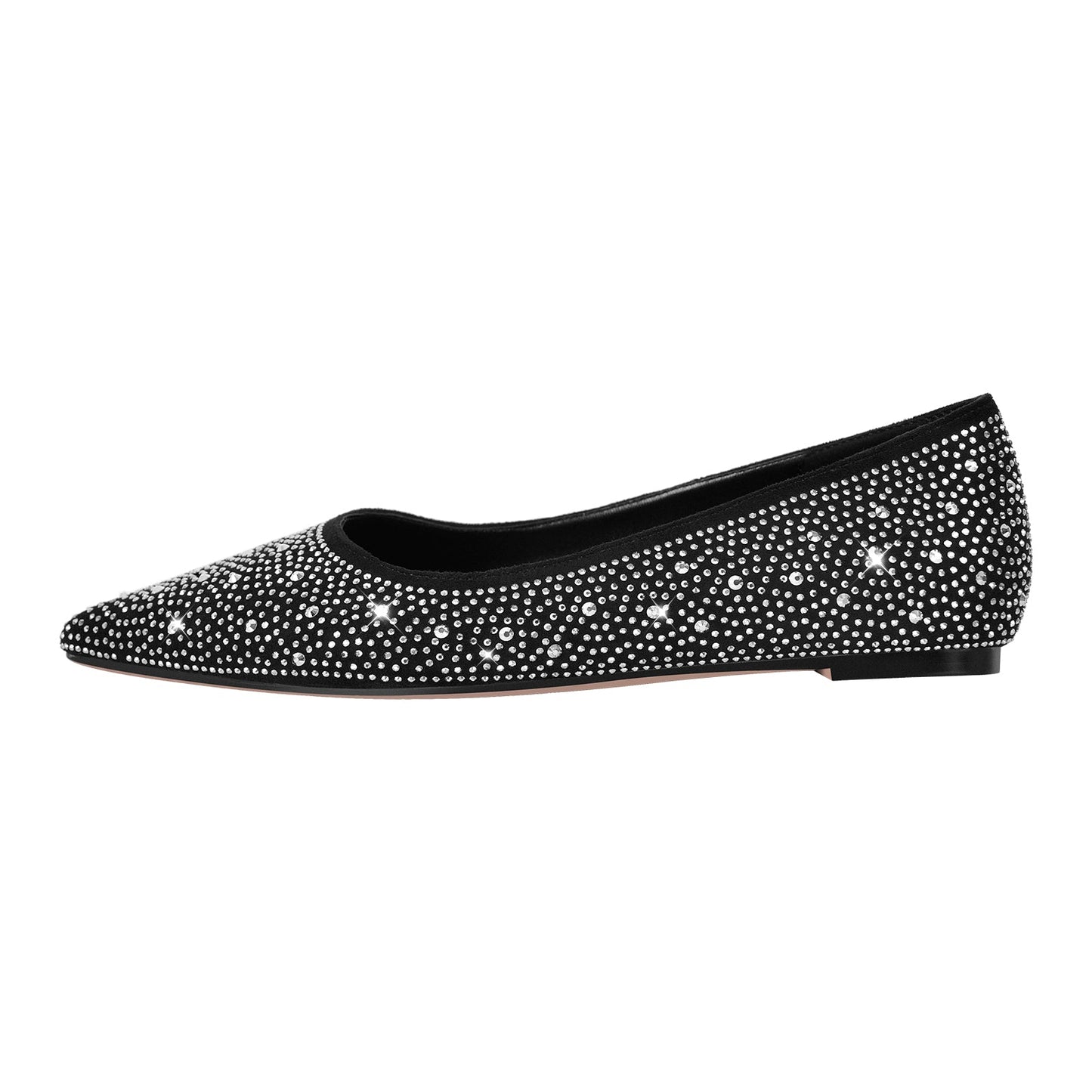 Rhinestone Pointed Toe Crossdressing Flats