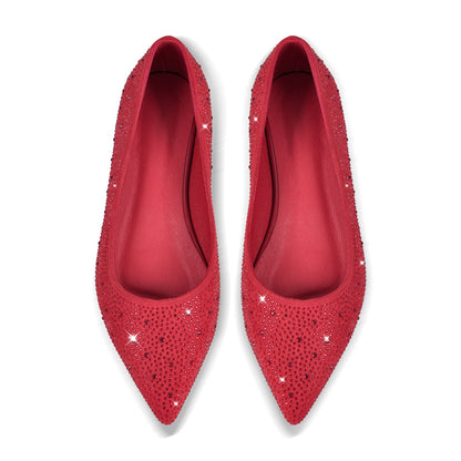 Rhinestone Pointed Toe Crossdressing Flats