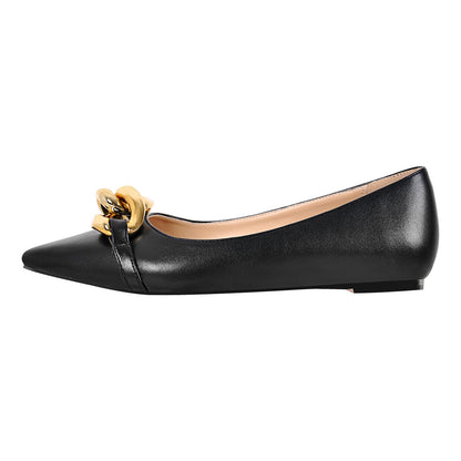 Pointed Toe Gold Buckle Crossdressing Flats