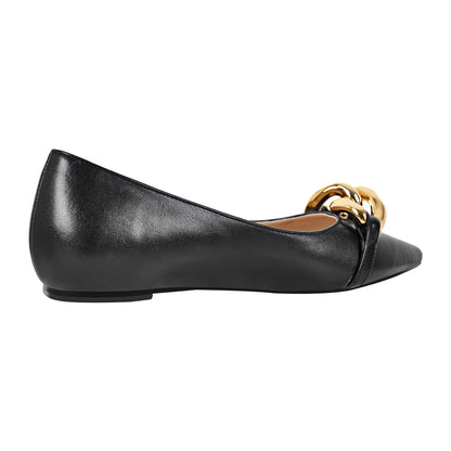 Pointed Toe Gold Buckle Crossdressing Flats