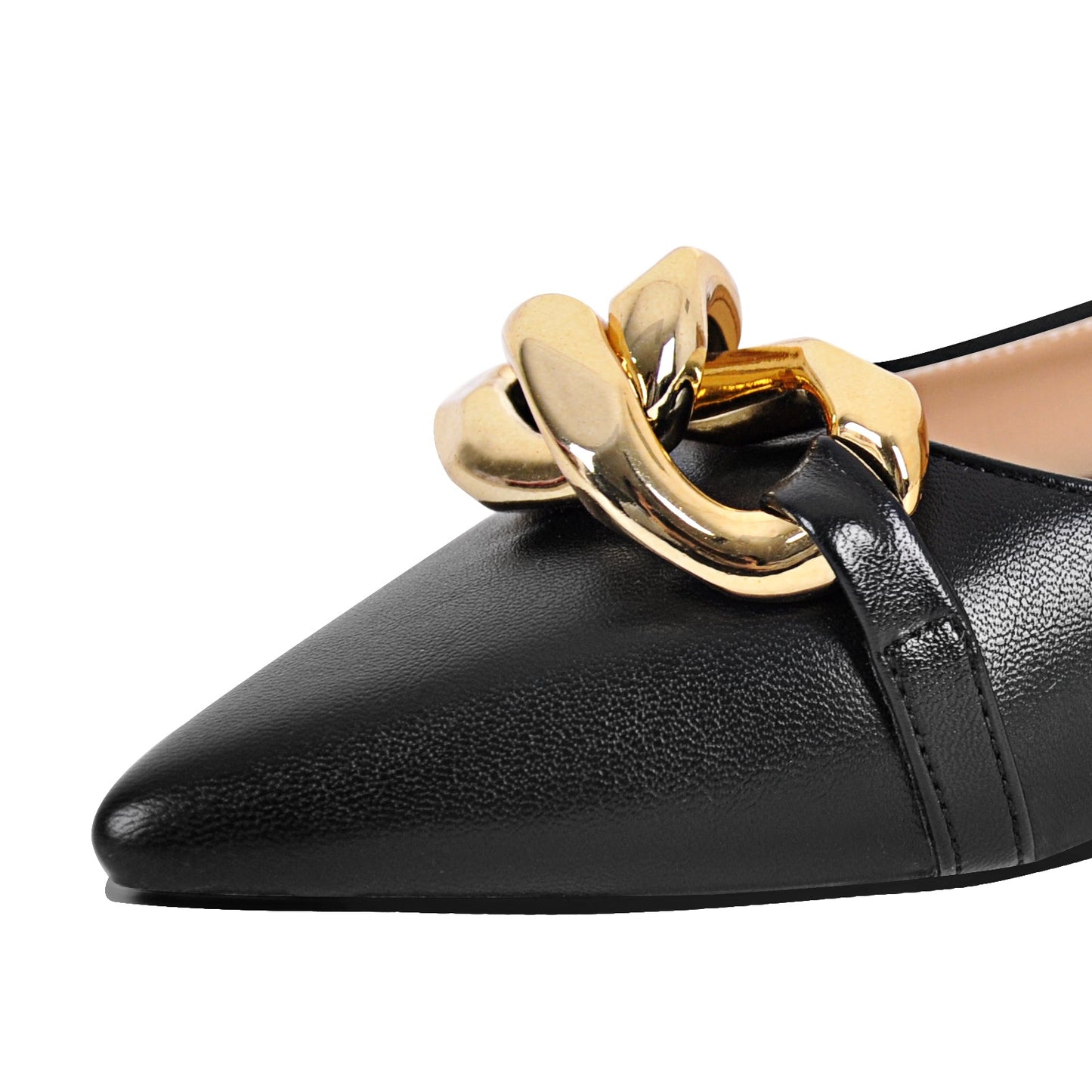 Pointed Toe Gold Buckle Crossdressing Flats
