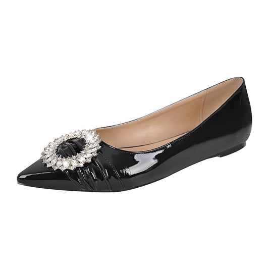 Rhinestone Wreath Pointed Toe Crossdressing Flats