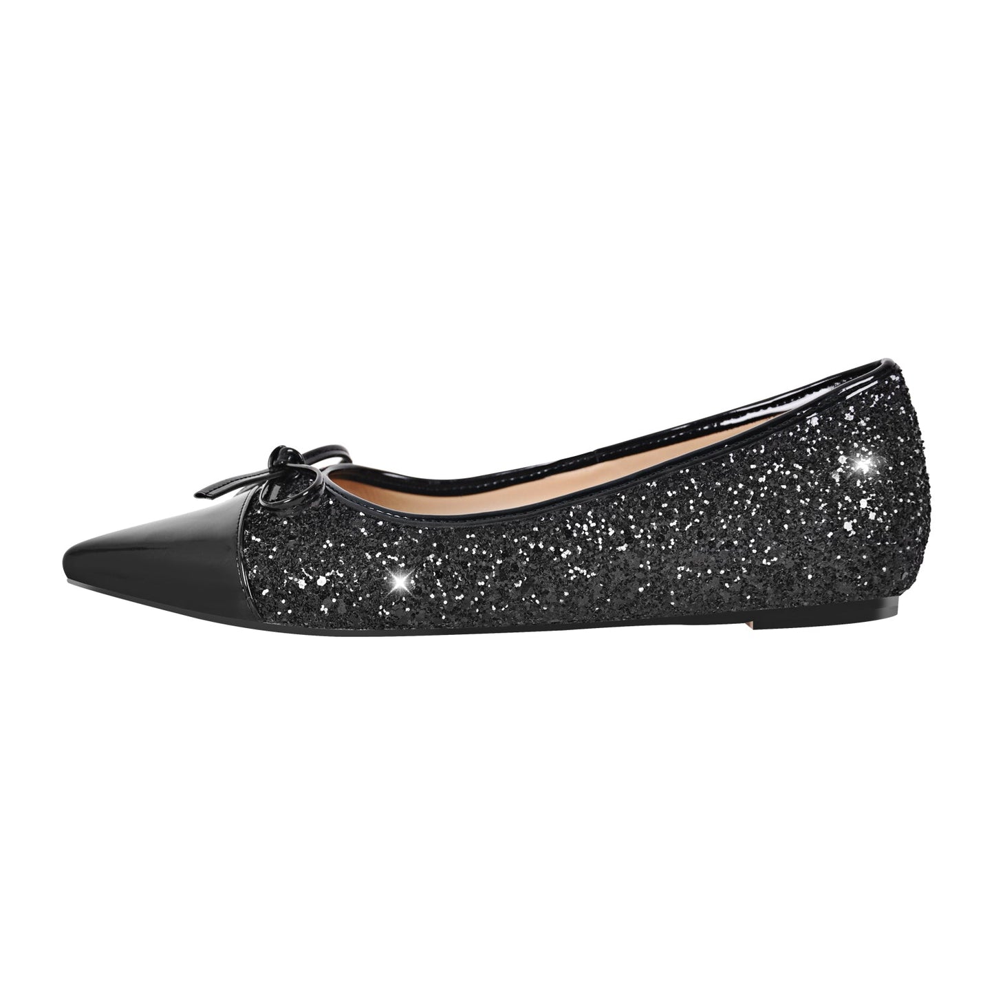 Rhinestone Pointed Toe Bow Crossdressing Flats