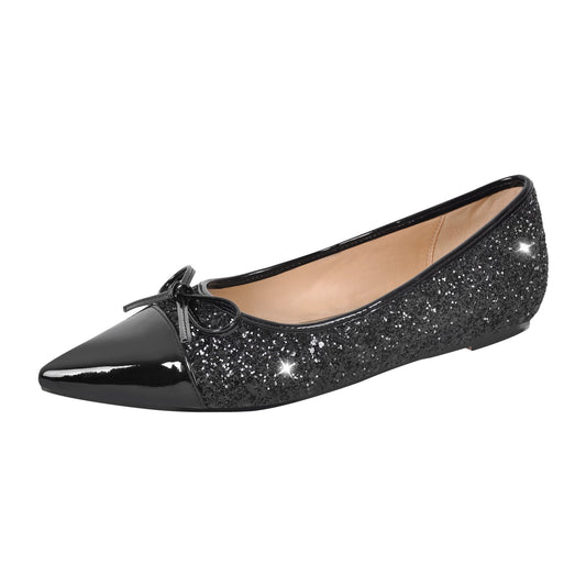 Rhinestone Pointed Toe Bow Crossdressing Flats