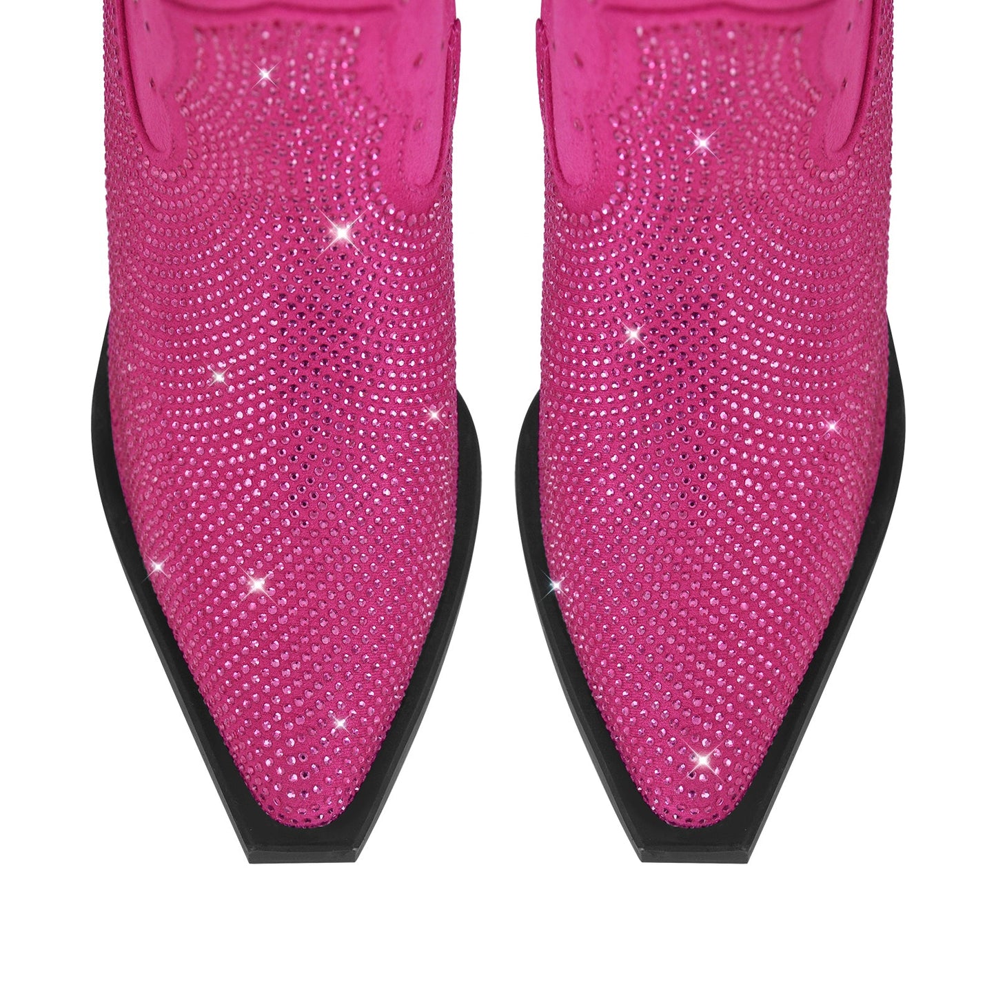 Rhinestone Zipper Black Western Crossdressing Boots