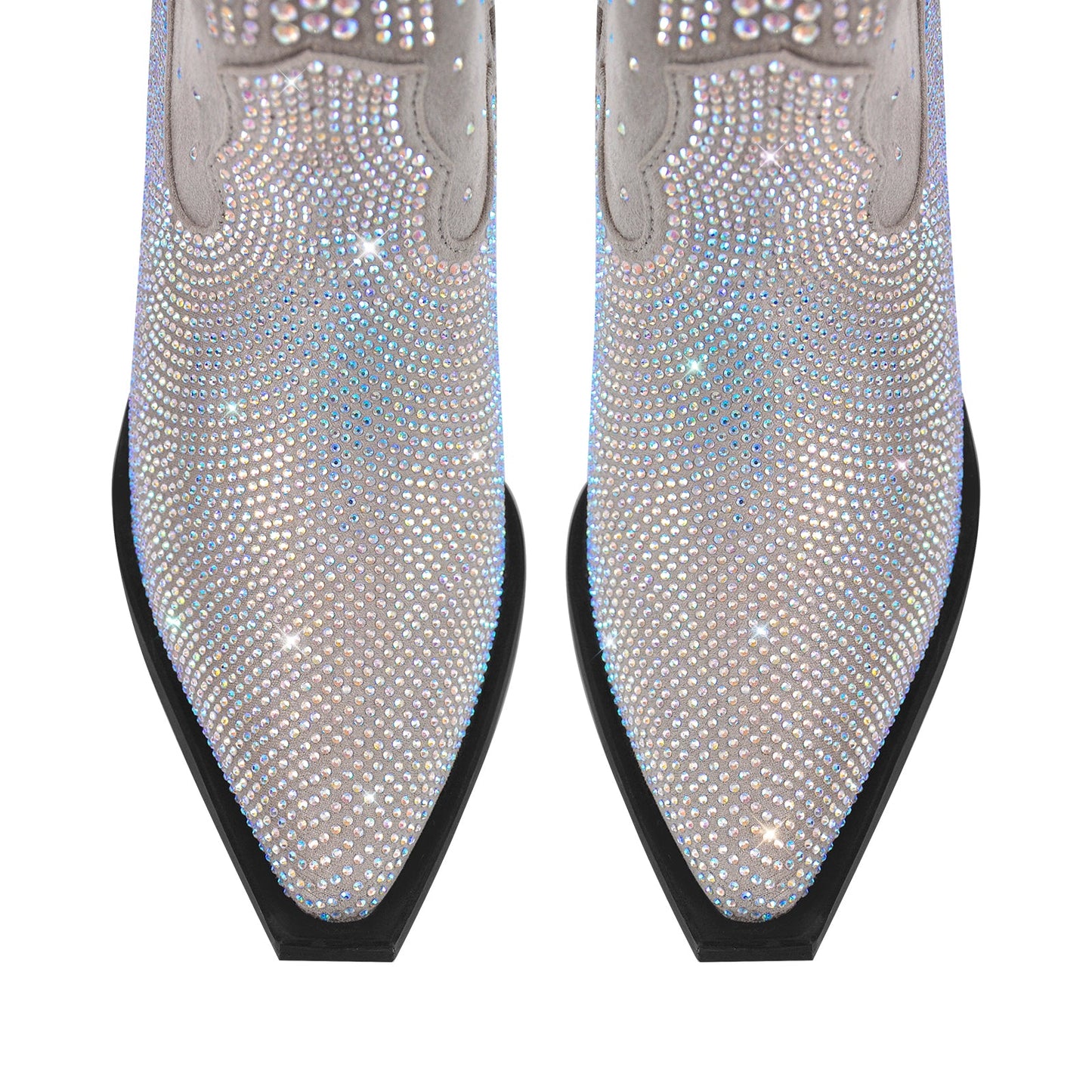 Rhinestone Zipper Black Western Crossdressing Boots