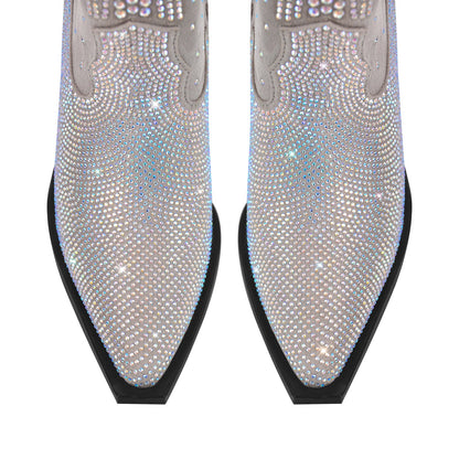Rhinestone Zipper Black Western Crossdressing Boots