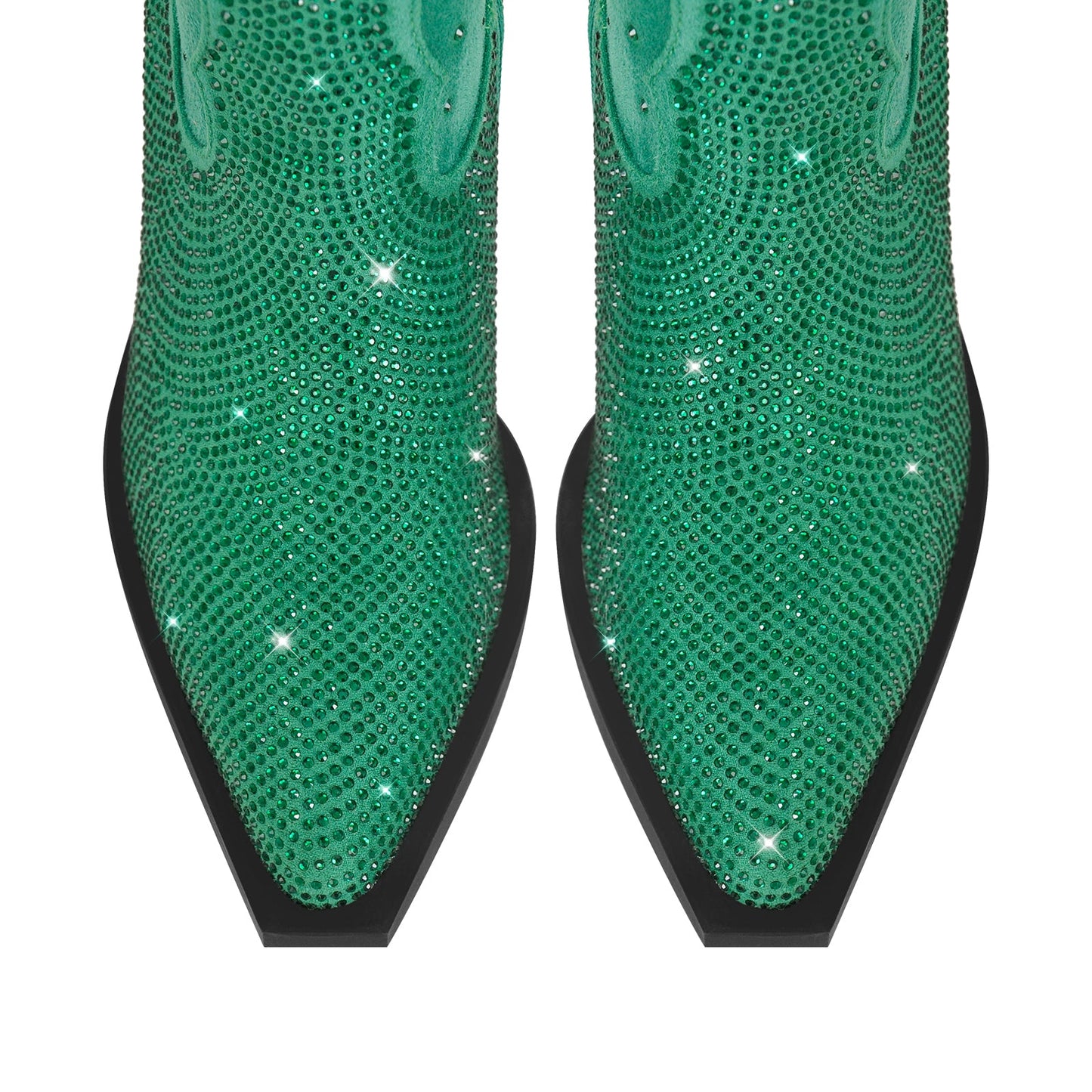 Rhinestone Zipper Black Western Crossdressing Boots
