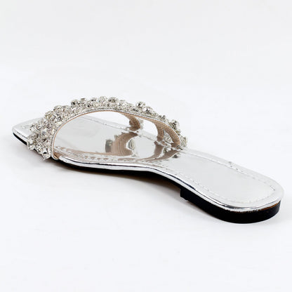 Rhinestone Straps Square Toe Crossdressing Flats