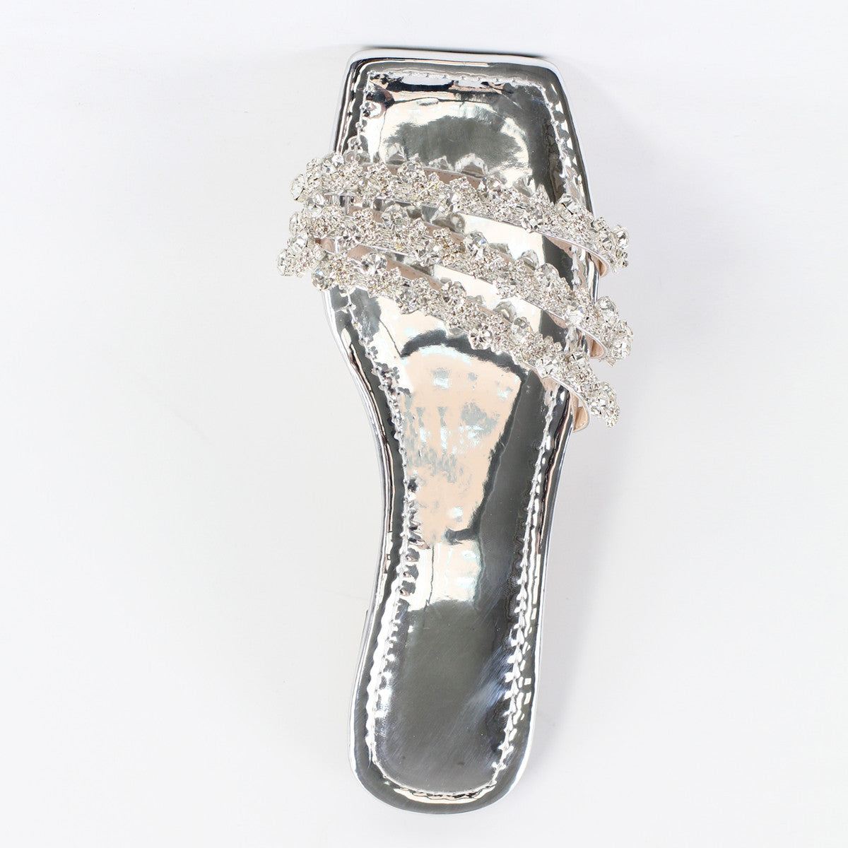 Rhinestone Straps Square Toe Crossdressing Flats