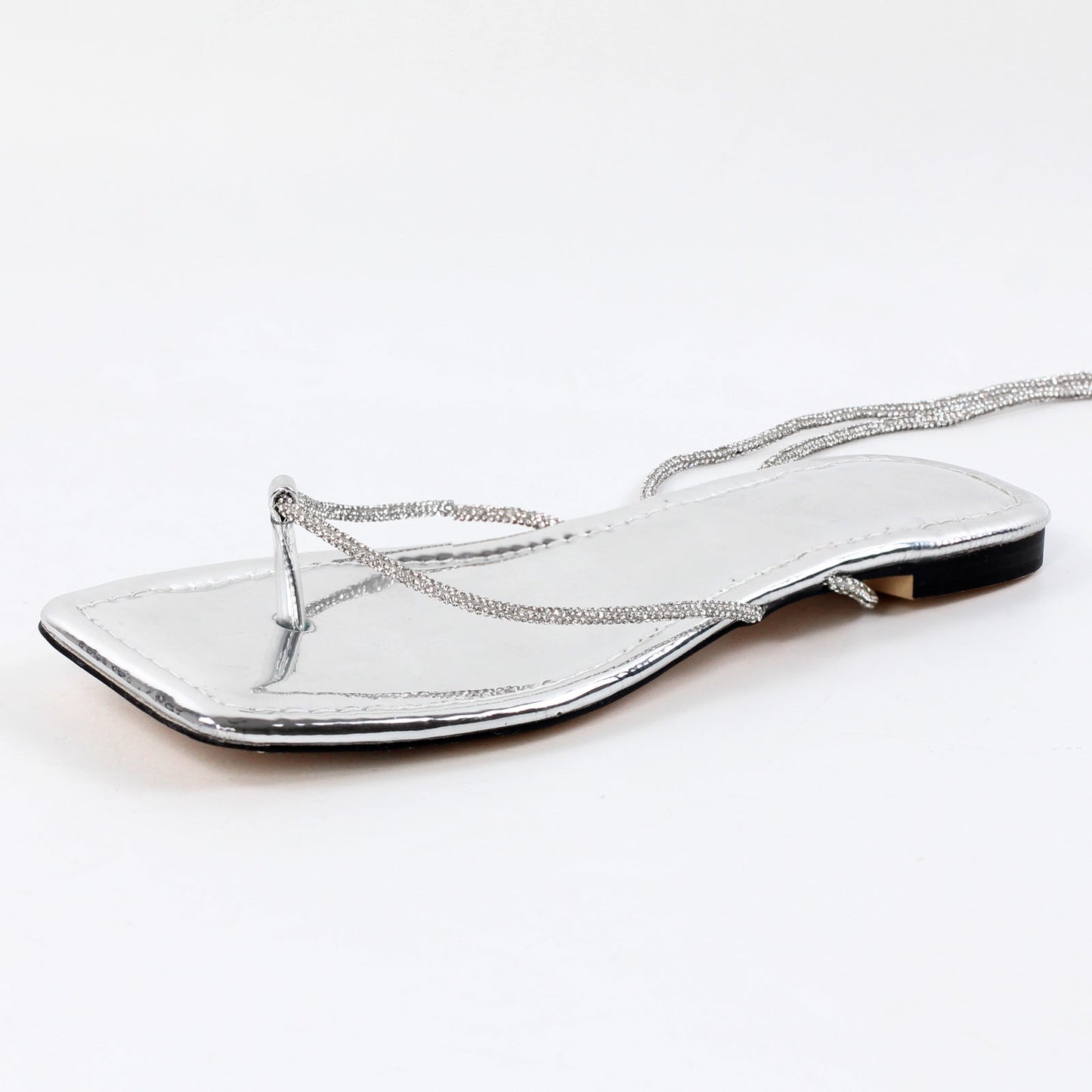 Silver Flip-Flops Lace-up Crossdressing Sandals