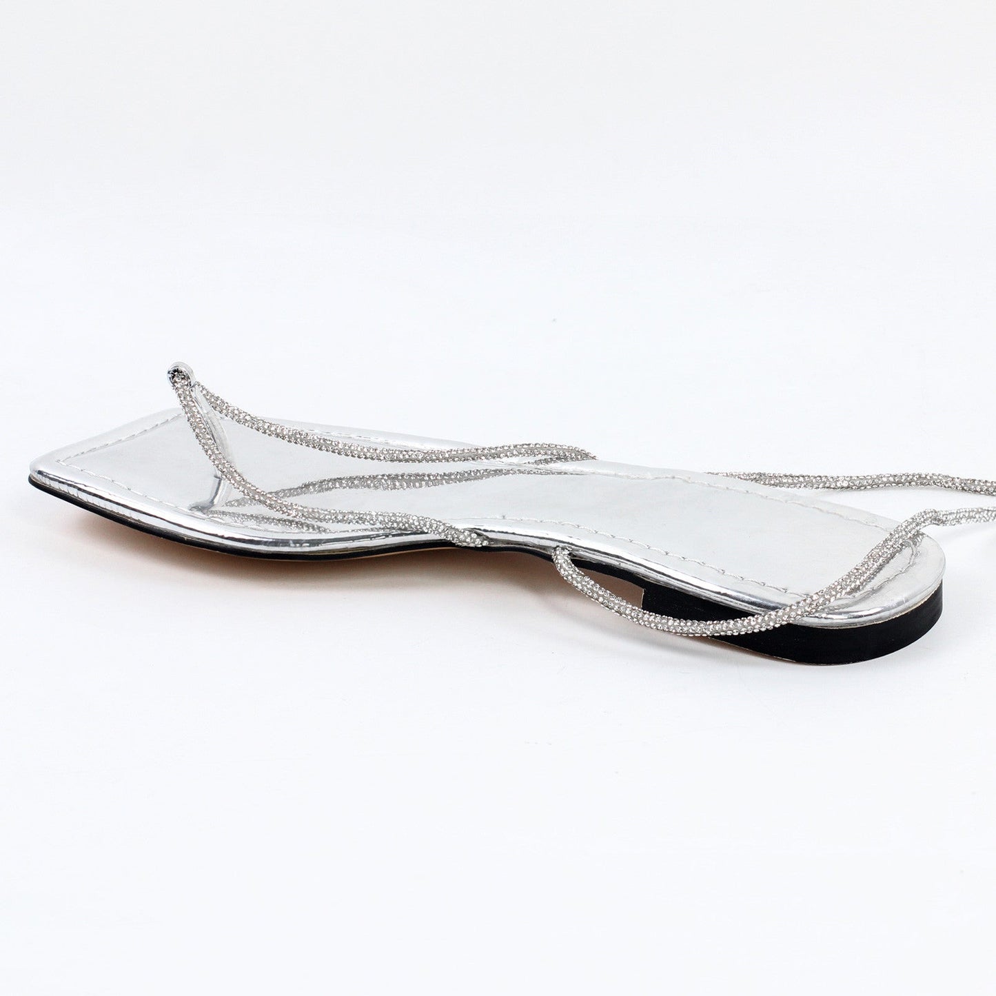 Silver Flip-Flops Lace-up Crossdressing Sandals
