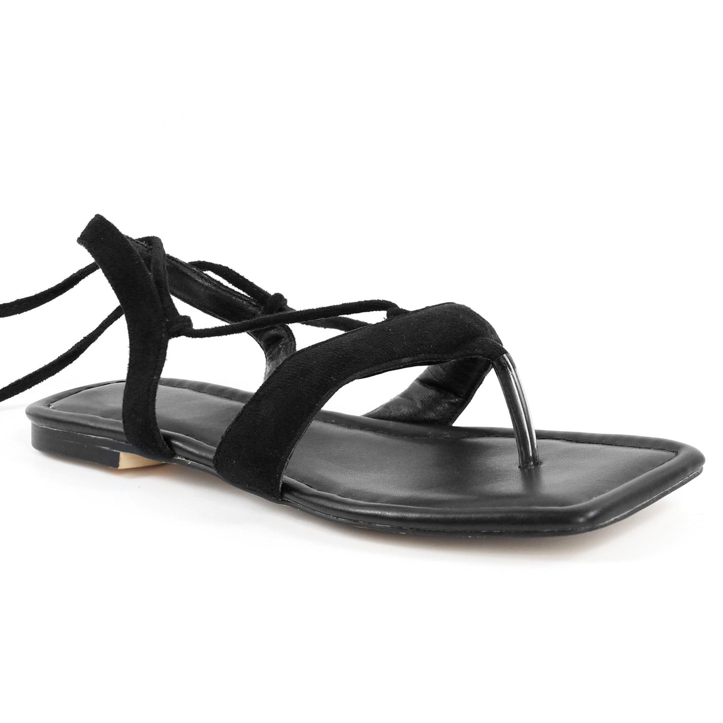 Square Toe Flip-Flops Lace-up Strap Crossdressing Flats
