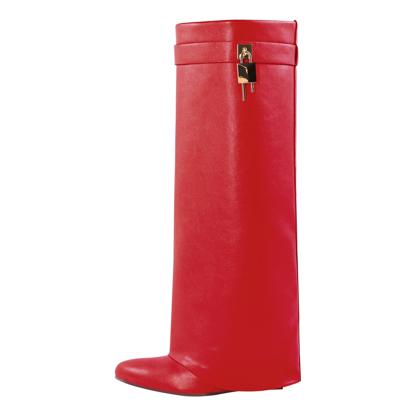 Pointed Toe Chunky Heel Fold Over Crossdressing Boots