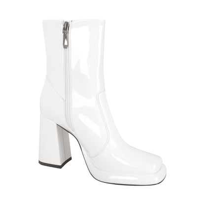 Square Toe Zipper Chunky Heel Platform Ankle Crossdressing Boots
