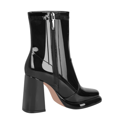 Square Toe Zipper Chunky Heel Platform Ankle Crossdressing Boots