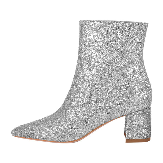 Pointed Toe Glitter Ankle Crossdressing Boots