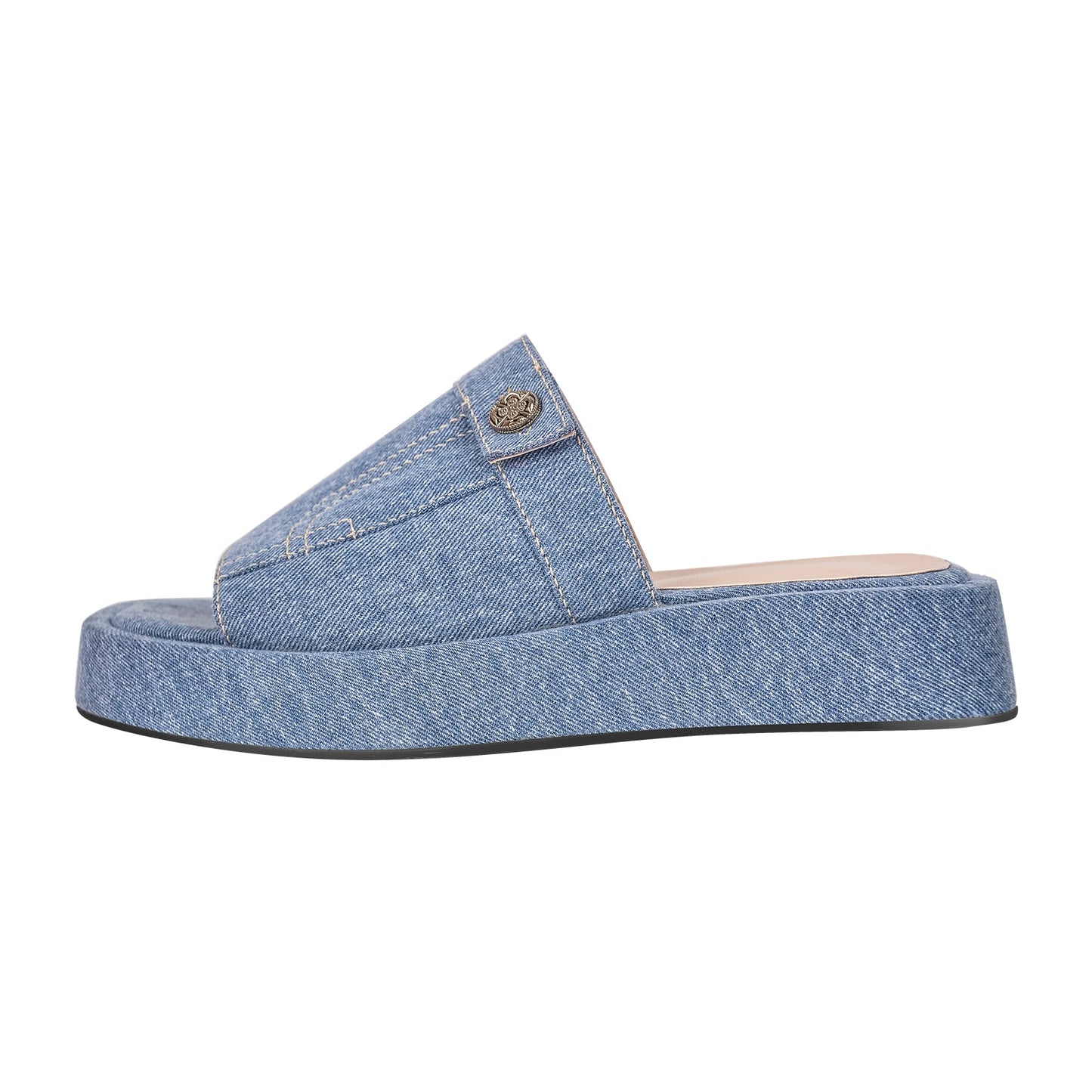 Denim Platform Square Toe Flats Crossdressing Slippers