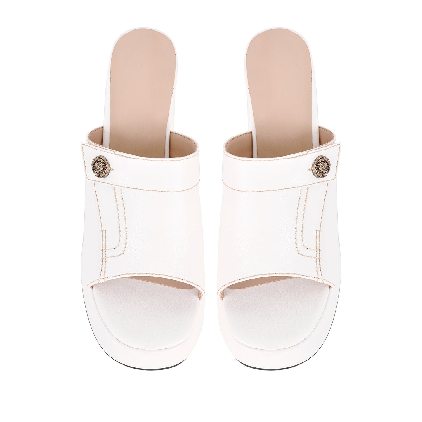 Denim Round Toe Platform Chunky Heel Crossdressing Sandals