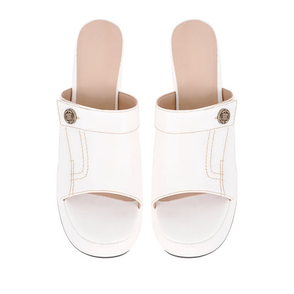 Denim Round Toe Platform Chunky Heel Crossdressing Sandals