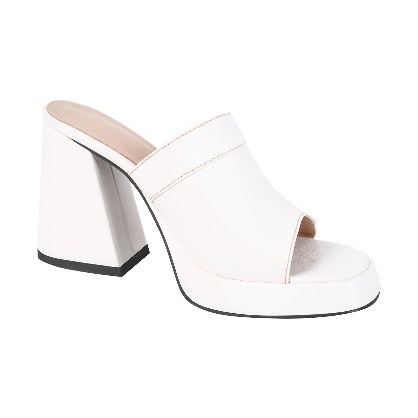 Denim Round Toe Platform Chunky Heel Crossdressing Sandals