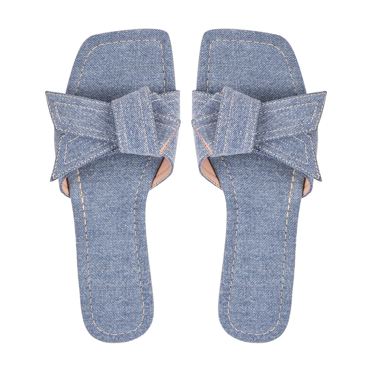 Denim Square Toe Sandals Crossdressing Flats