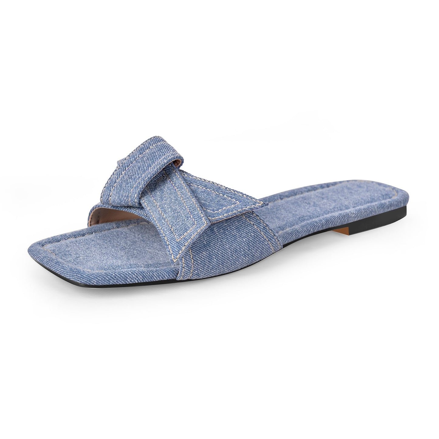 Denim Square Toe Sandals Crossdressing Flats