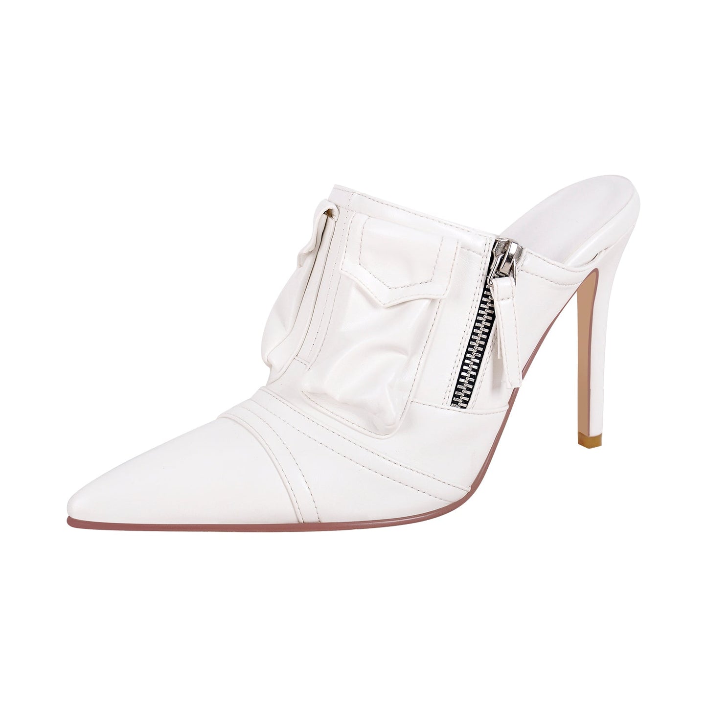 Denim Pointed Toe Stiletto Mules Crossdressing Pumps