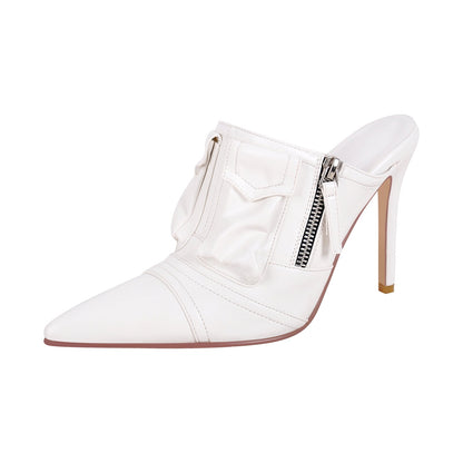 Denim Pointed Toe Stiletto Mules Crossdressing Pumps