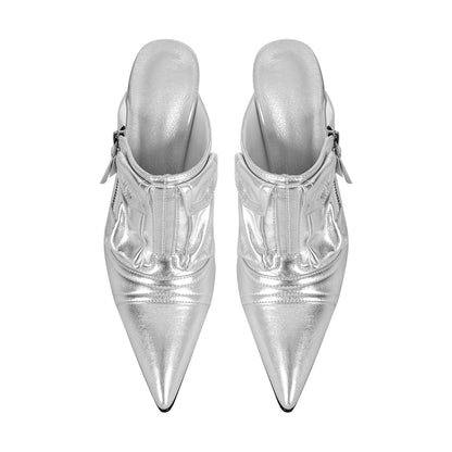 Denim Pointed Toe Stiletto Mules Crossdressing Pumps