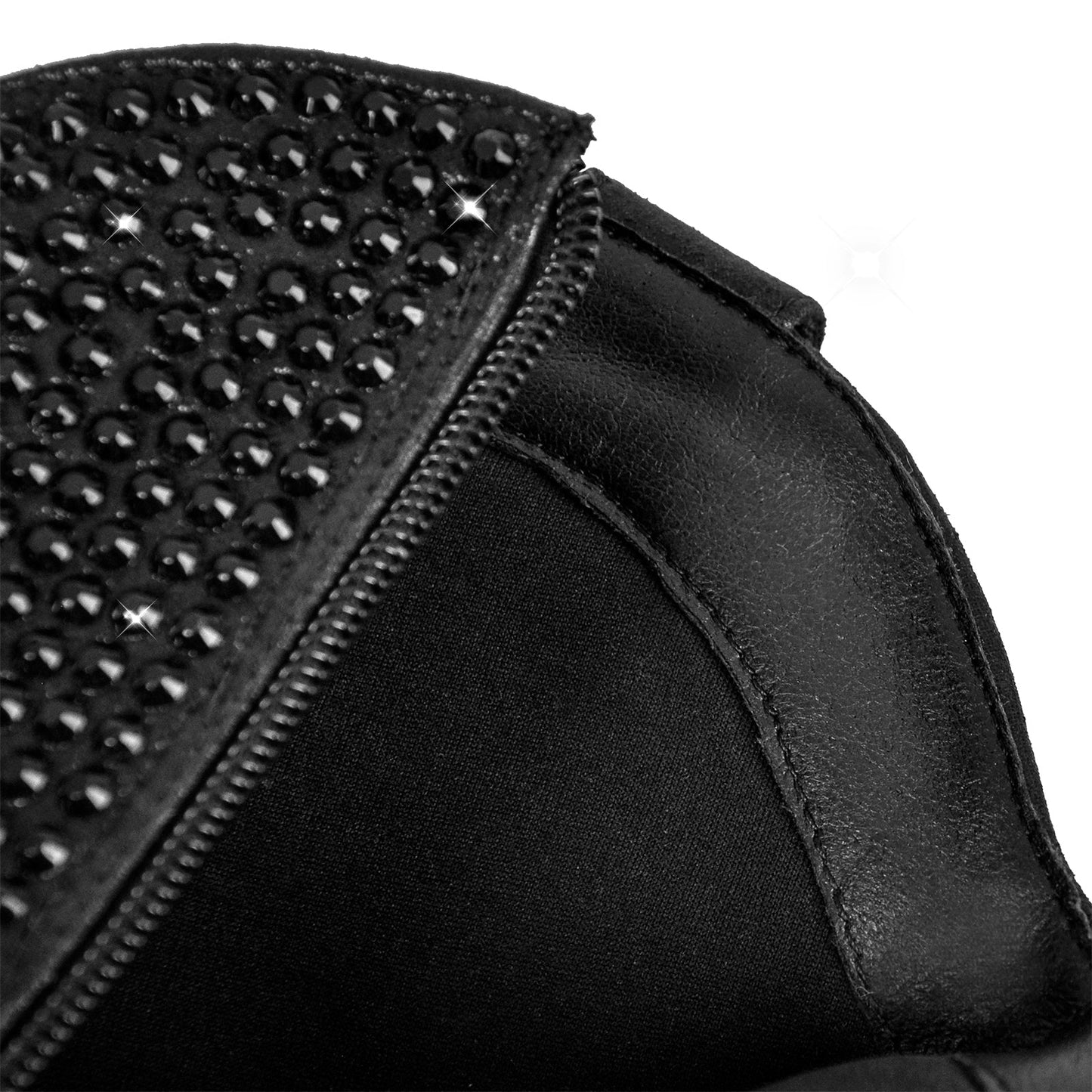 Rhinestone Pointed Toe Chunky Heel Crossdressing Ankle Boots
