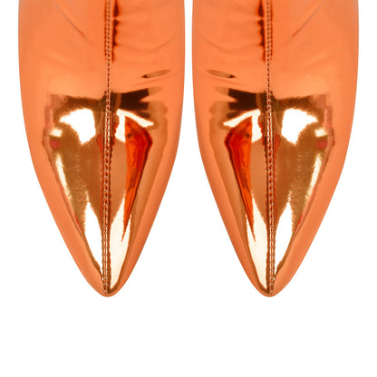 Metallic Pointed Toe Stiletto Over The Knee Crossdressing Boots