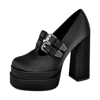 Double Platforms Chunky High Heel Crossdressing Pumps