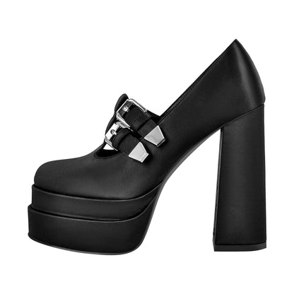 Double Platforms Chunky High Heel Crossdressing Pumps