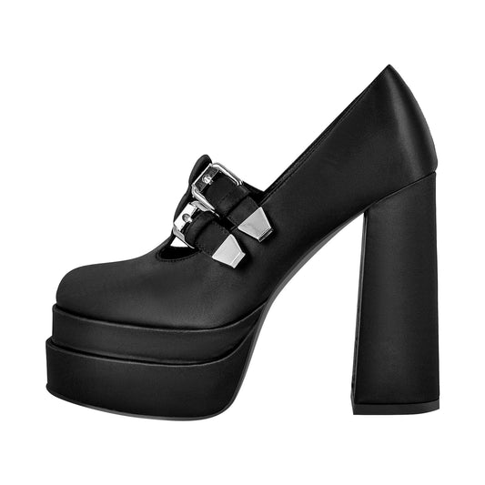 Double Platforms Chunky High Heel Crossdressing Pumps