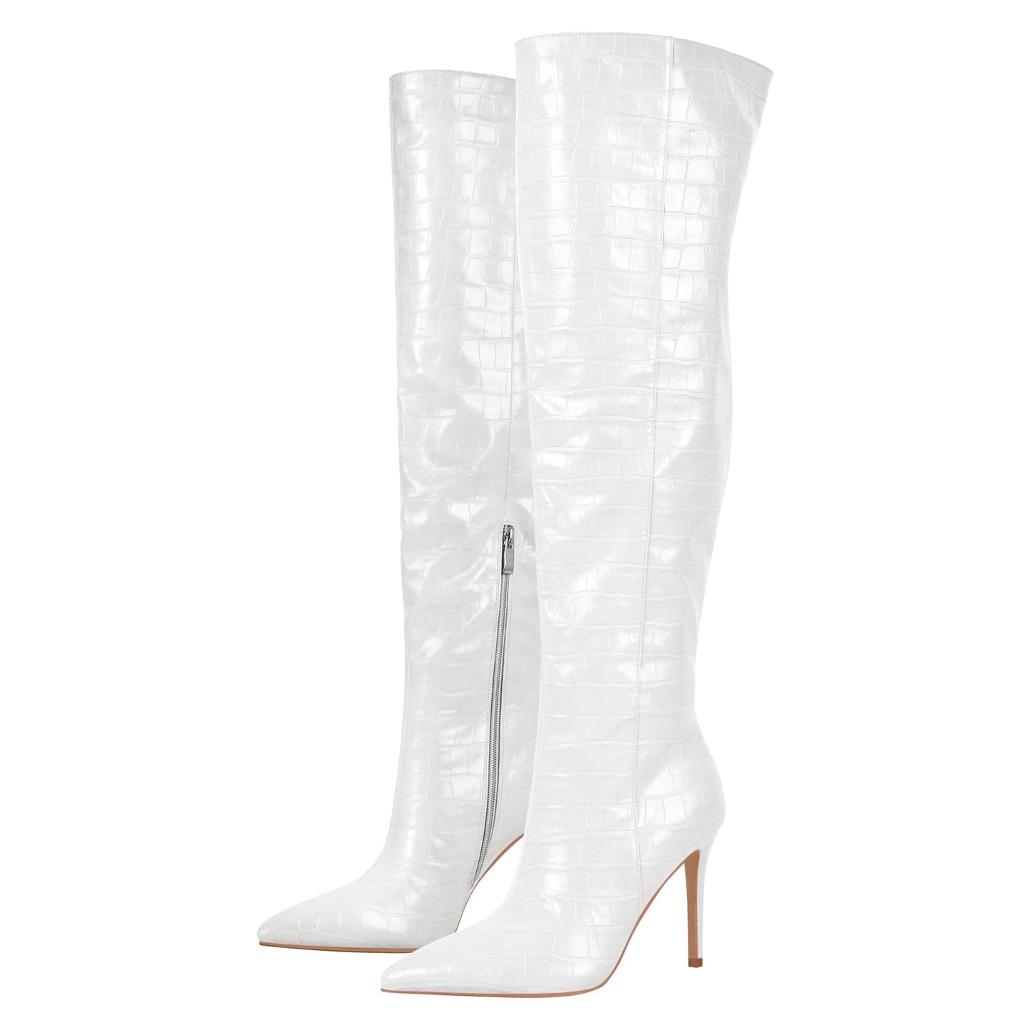 Stone Print Pointed Toe Stiletto Crossdressing Thigh High Boots