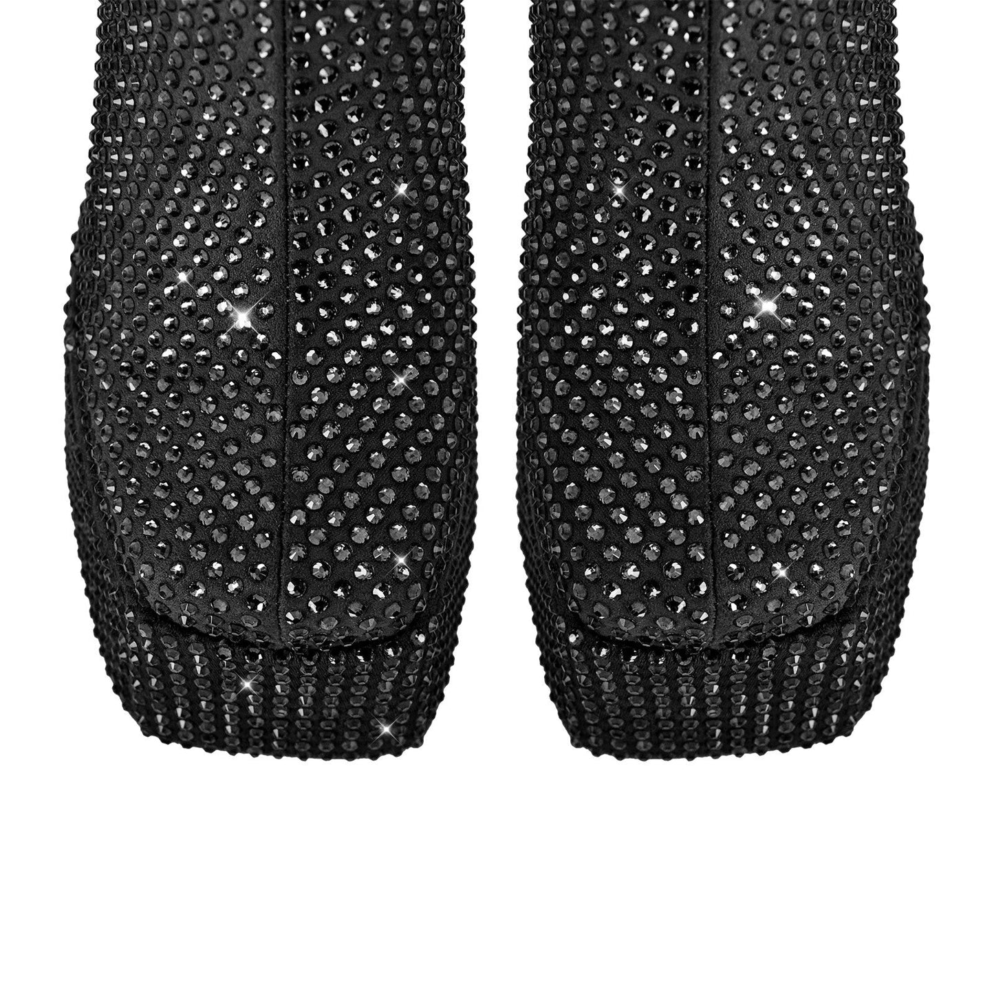 Rhinestone Square Toe Platform Chunky Heel Ankle Boots