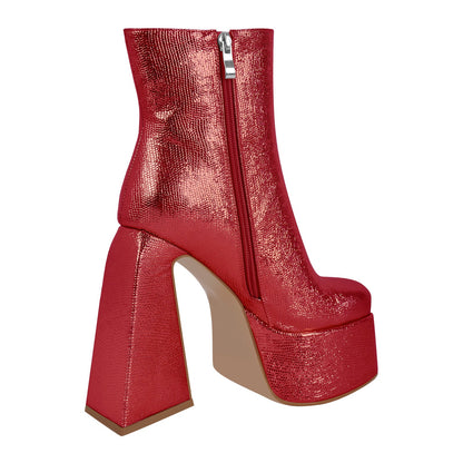 Chunky Ankle Boots Thick High Heels Platform Crossdressing Shoes