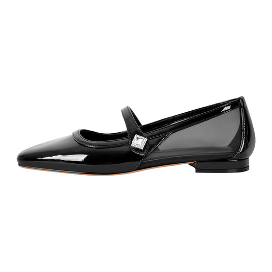 Patent Square Toe Mary Jane Crossdressing Flats
